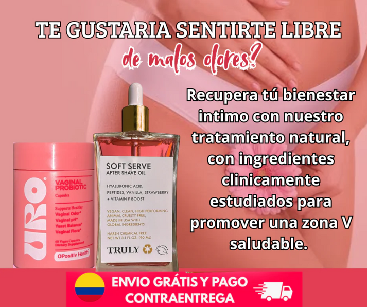 DUO CUIDADO INTIMO con 70% de DESCUENTO Aceite Truly Beauty + URO Probiotico 💖