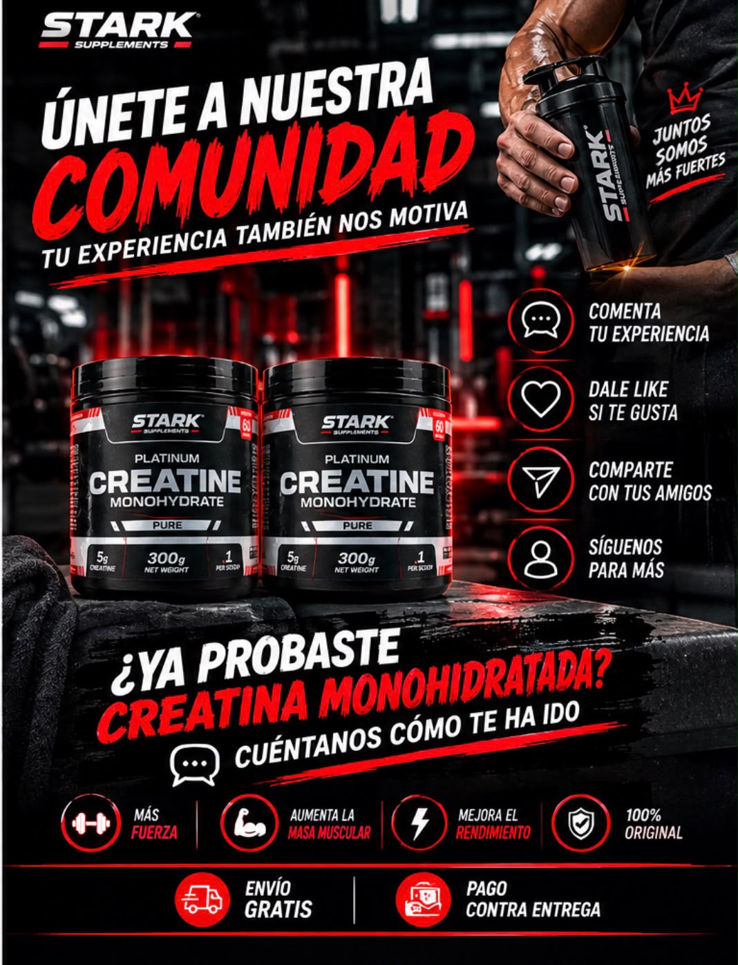 2 CREATINE MONOHYDRATE PLATINUM 300 GR 🐺🔥